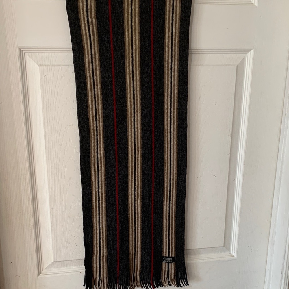 Wool Striped Gray and Tan Scarf